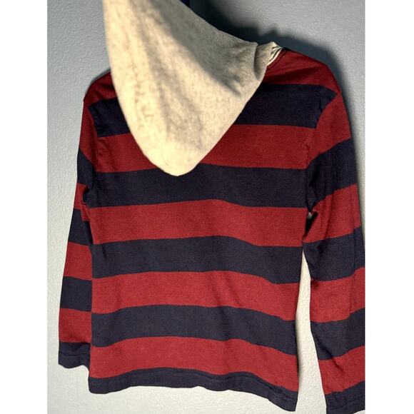 POLO RALPH LAUREN YOUTH BURGUNDY & BLUE LONG SLEEVE HOODED SHIRT SIZE 5 - Picture 2 of 8